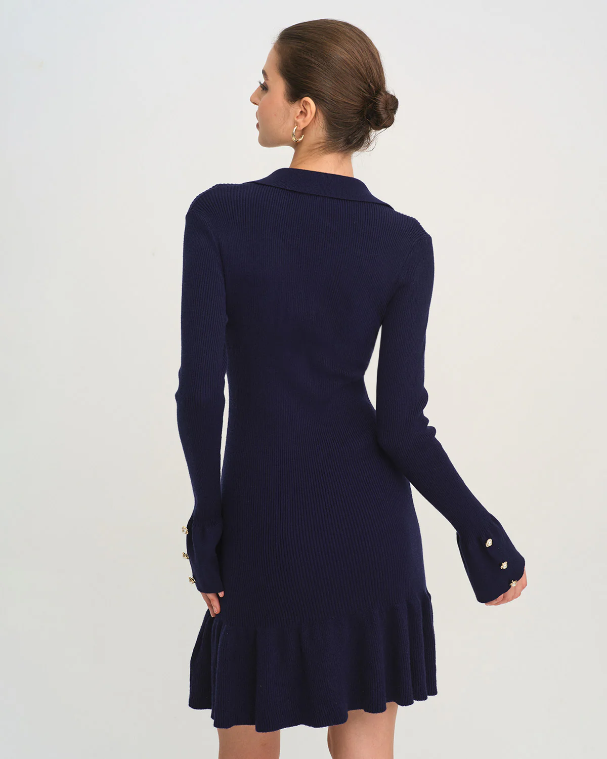 Navy Bell Sleeve A-Line Sweater Dress