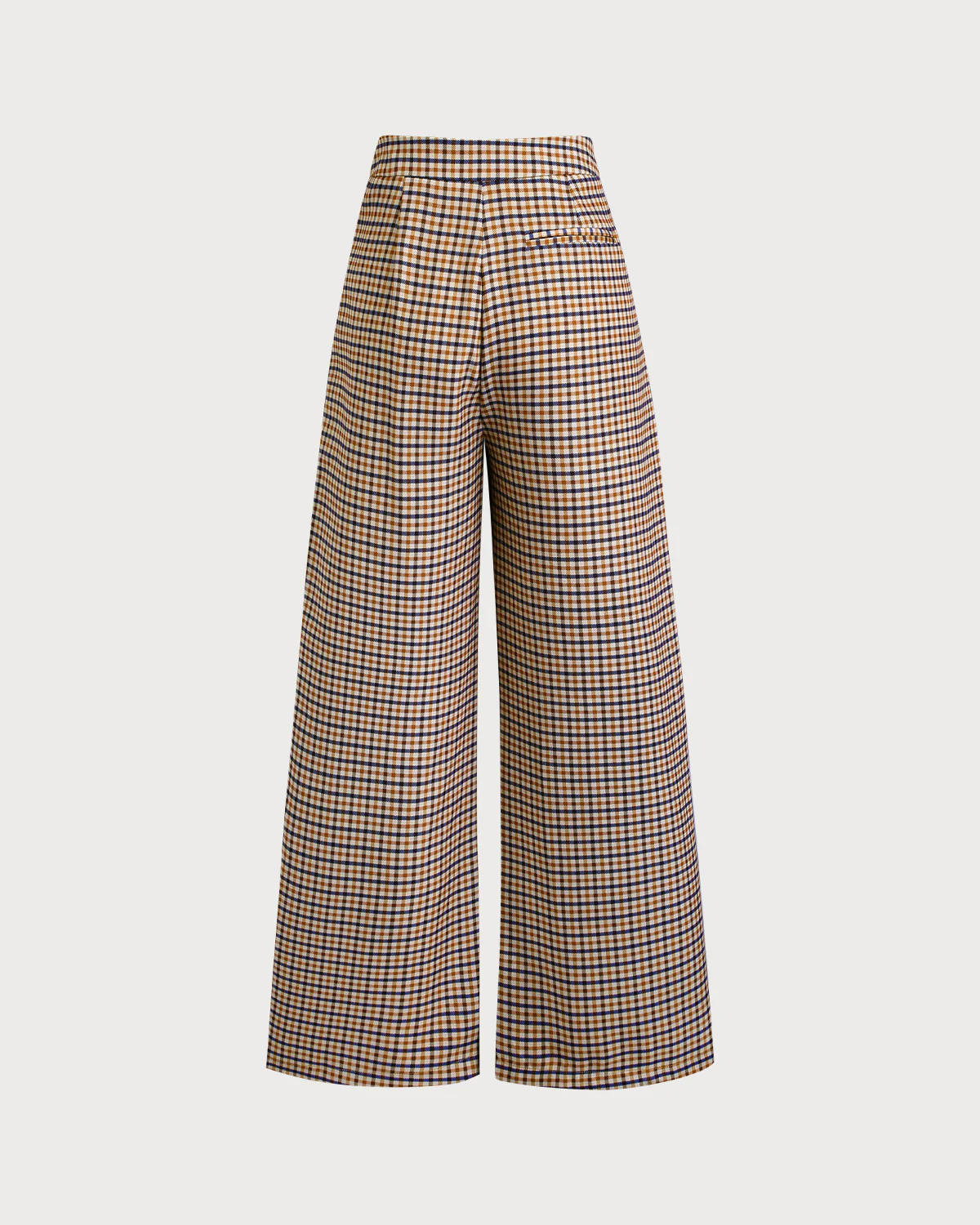 Khaki Plaid Casual Straight Pants