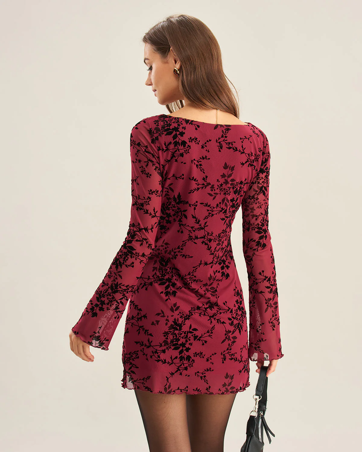 Red Floral Mesh Mini Dress