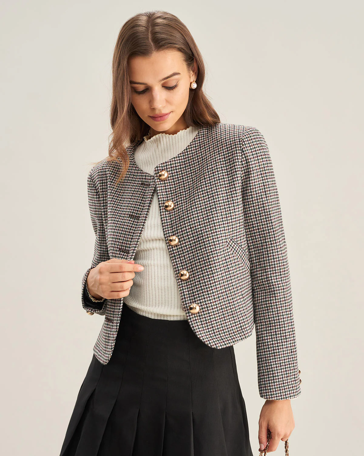 Black Button Pocket Blazer