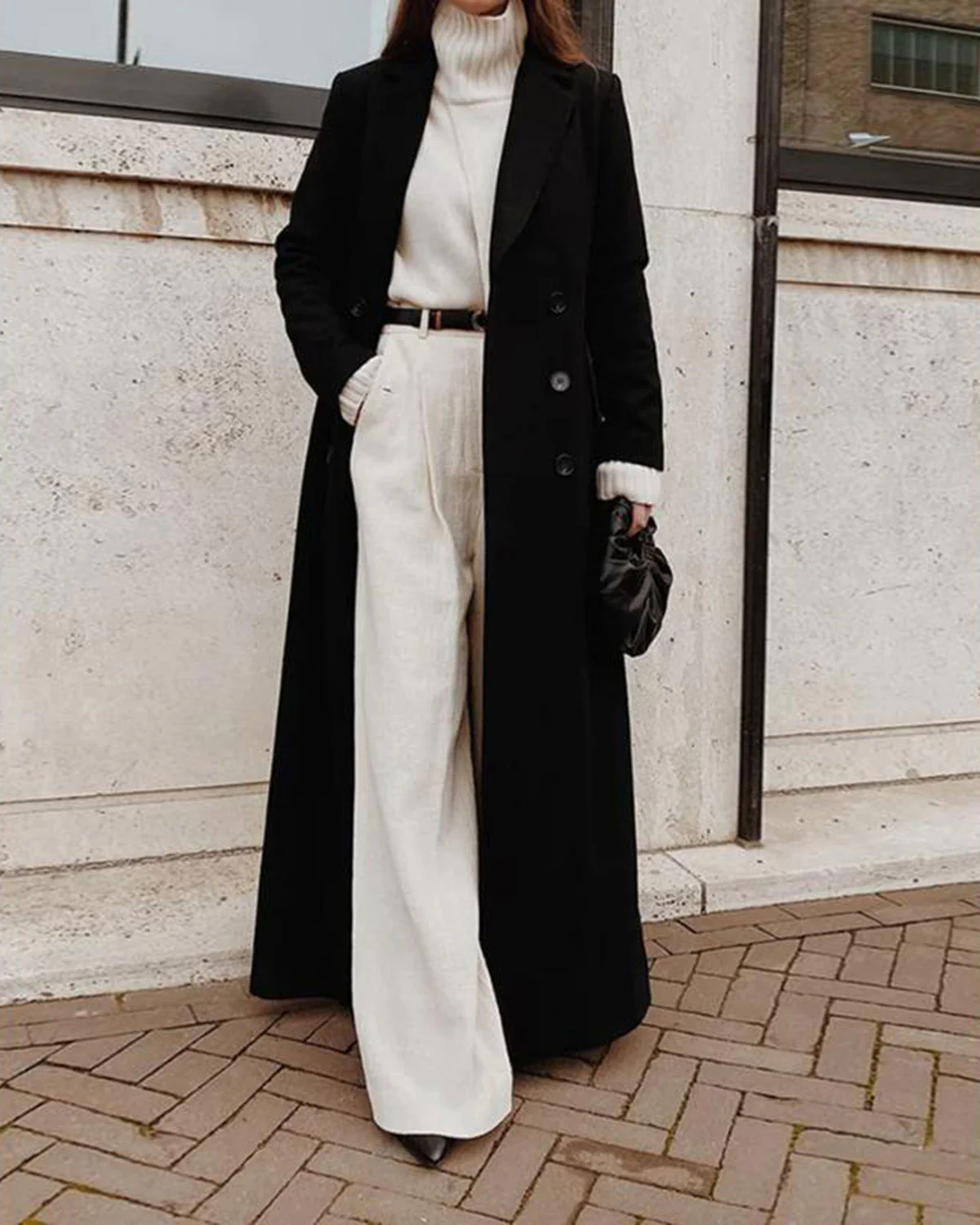 Black Button Long Coat