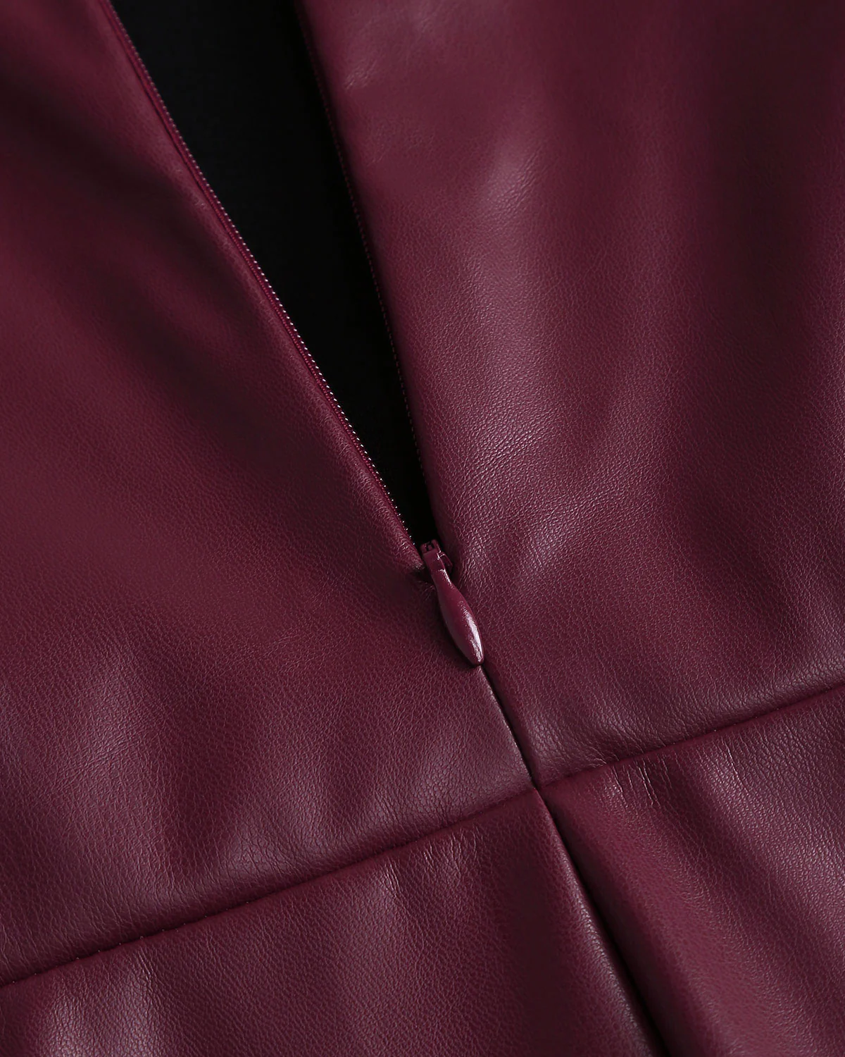 Red PU Leather A-Line Midi Skirt