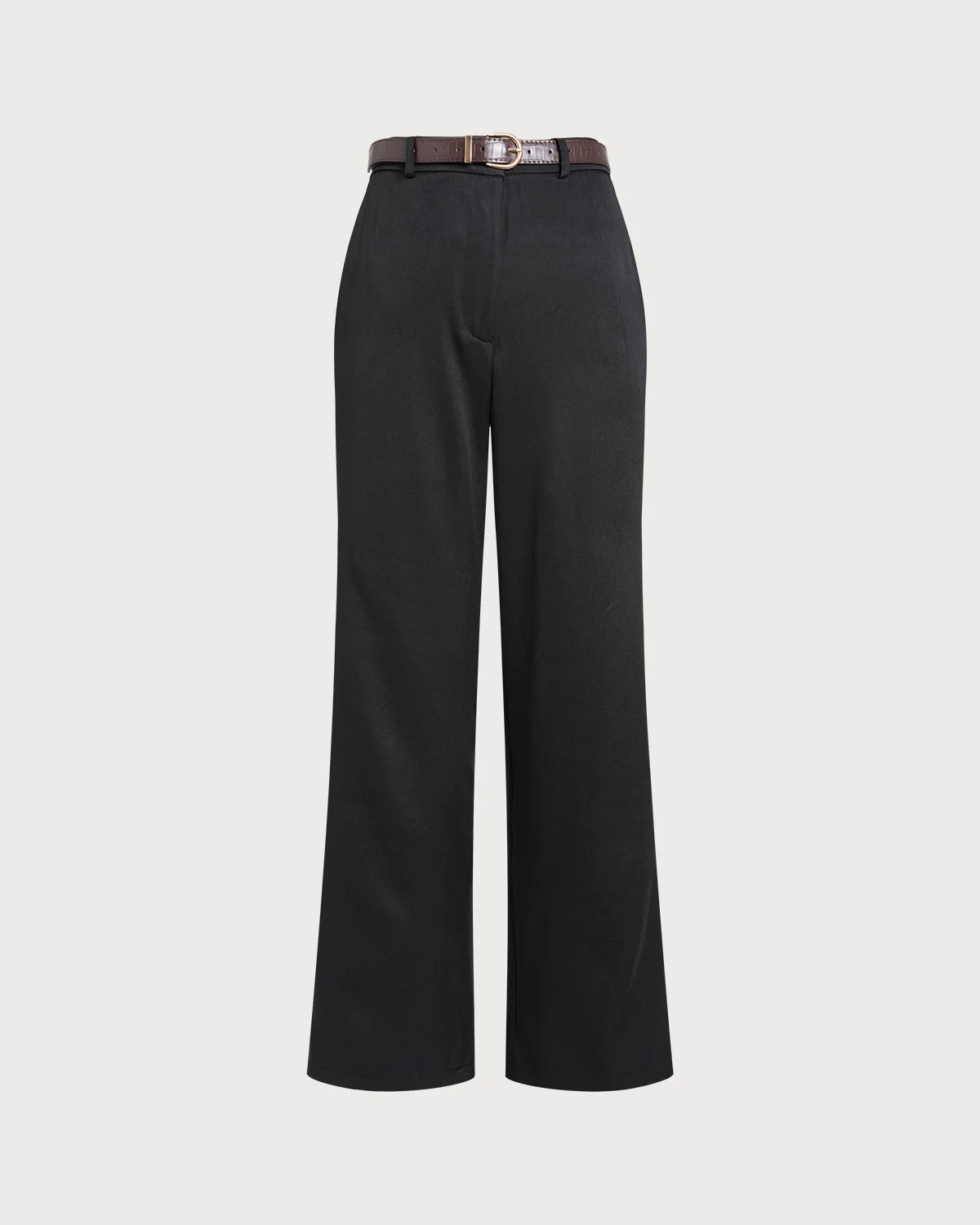 Black Straight Belted Pants