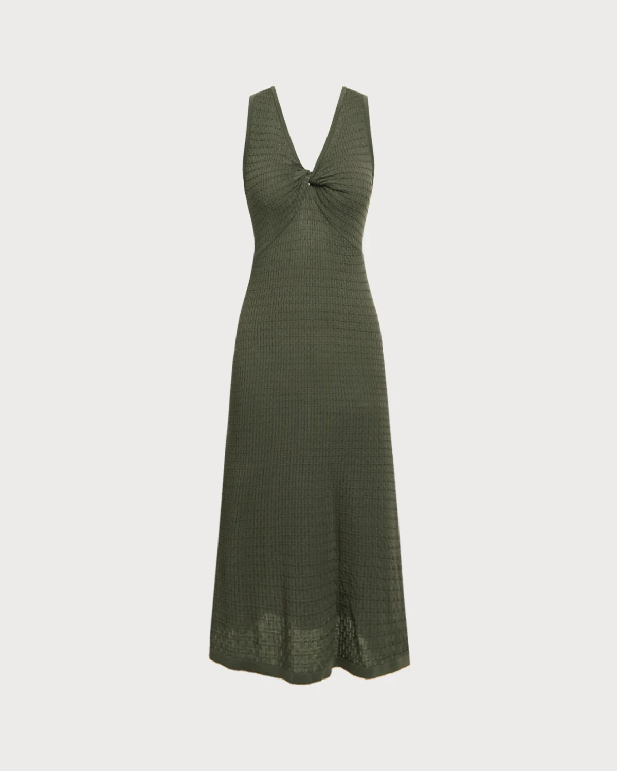 Army Green V Neck Sleeveless Sweater Dress