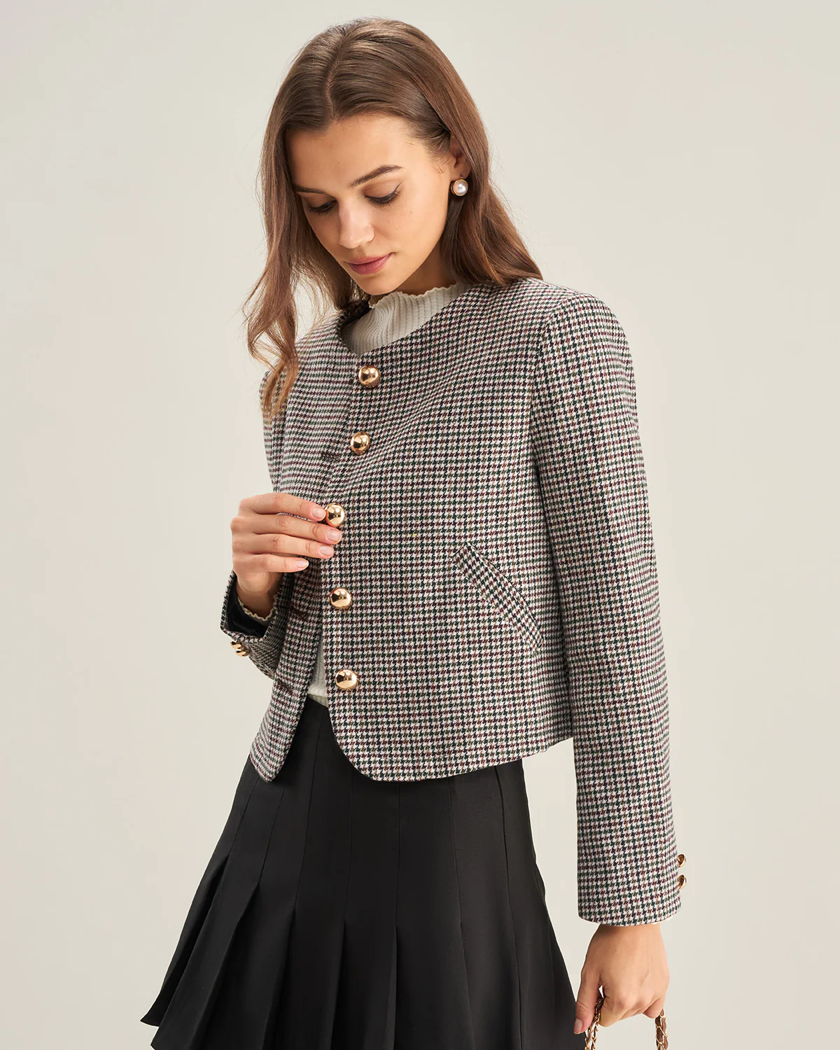 Black Button Pocket Blazer