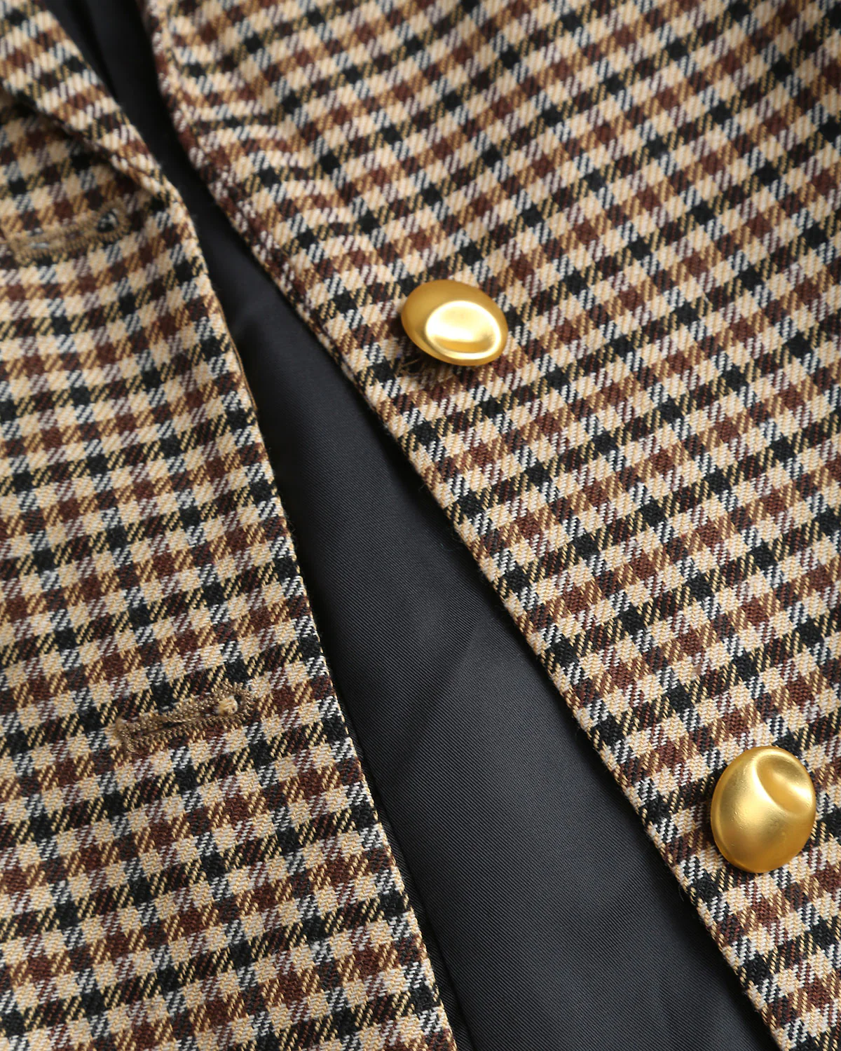 Khaki Plaid Single Breasted Blazer