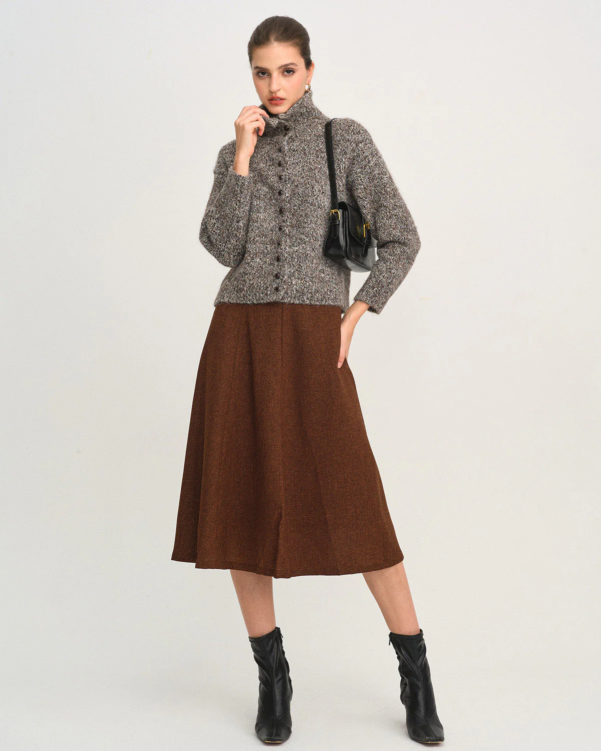 Coffee Turtle Knit Cardigan