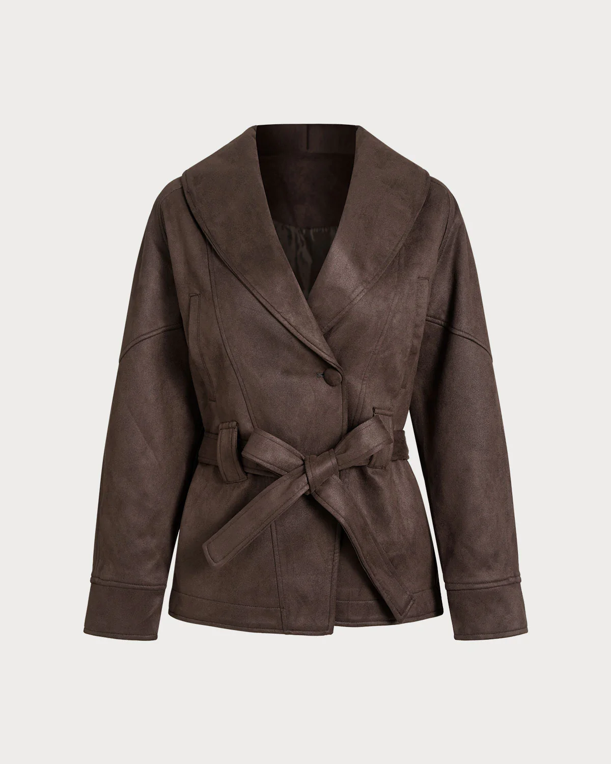 Coffee Loose Belted Jacket