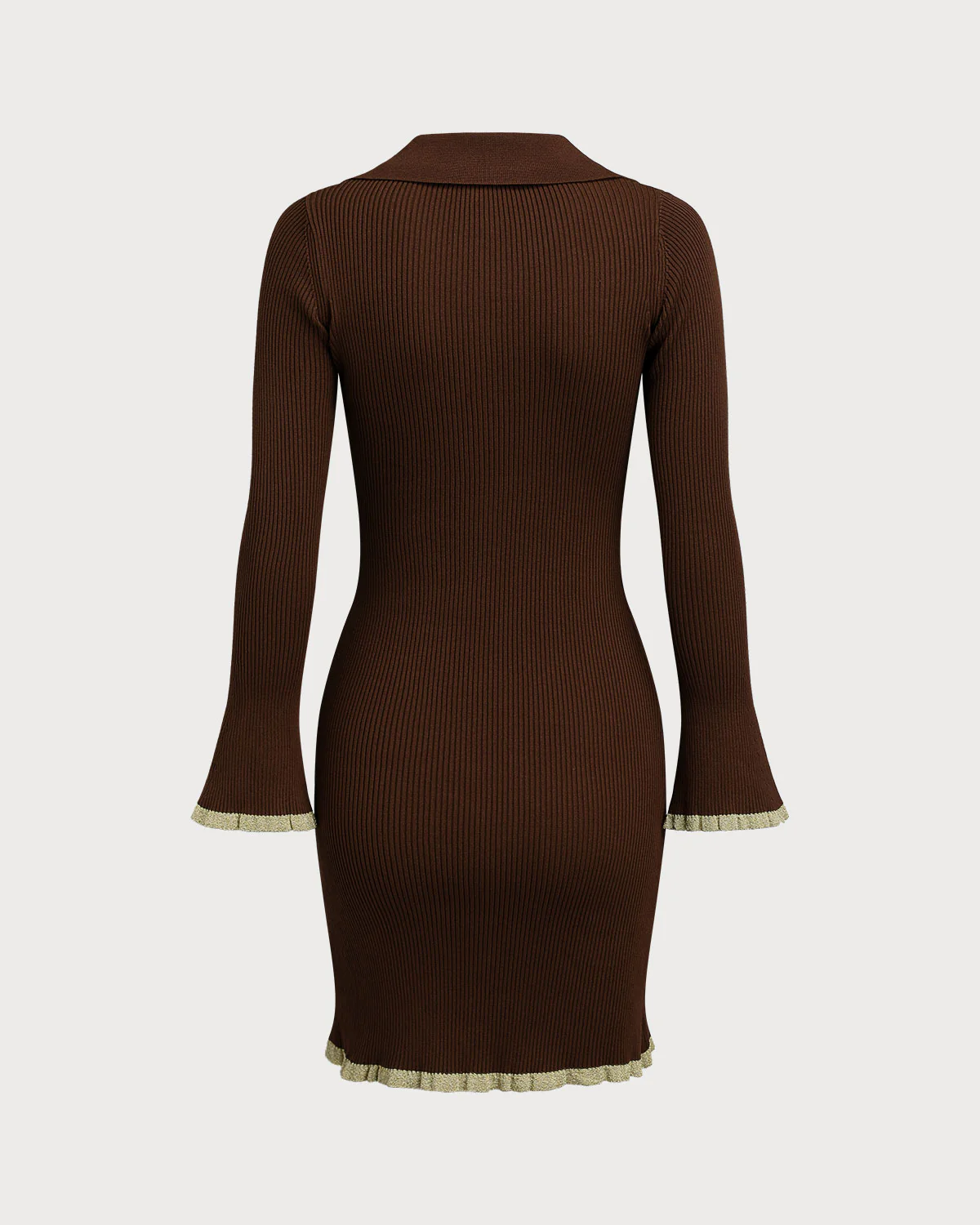 Brown Bodycon Button Sweater Dress