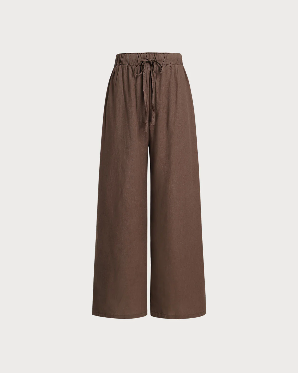 Coffee Elastic Waist Wide Leg Pants