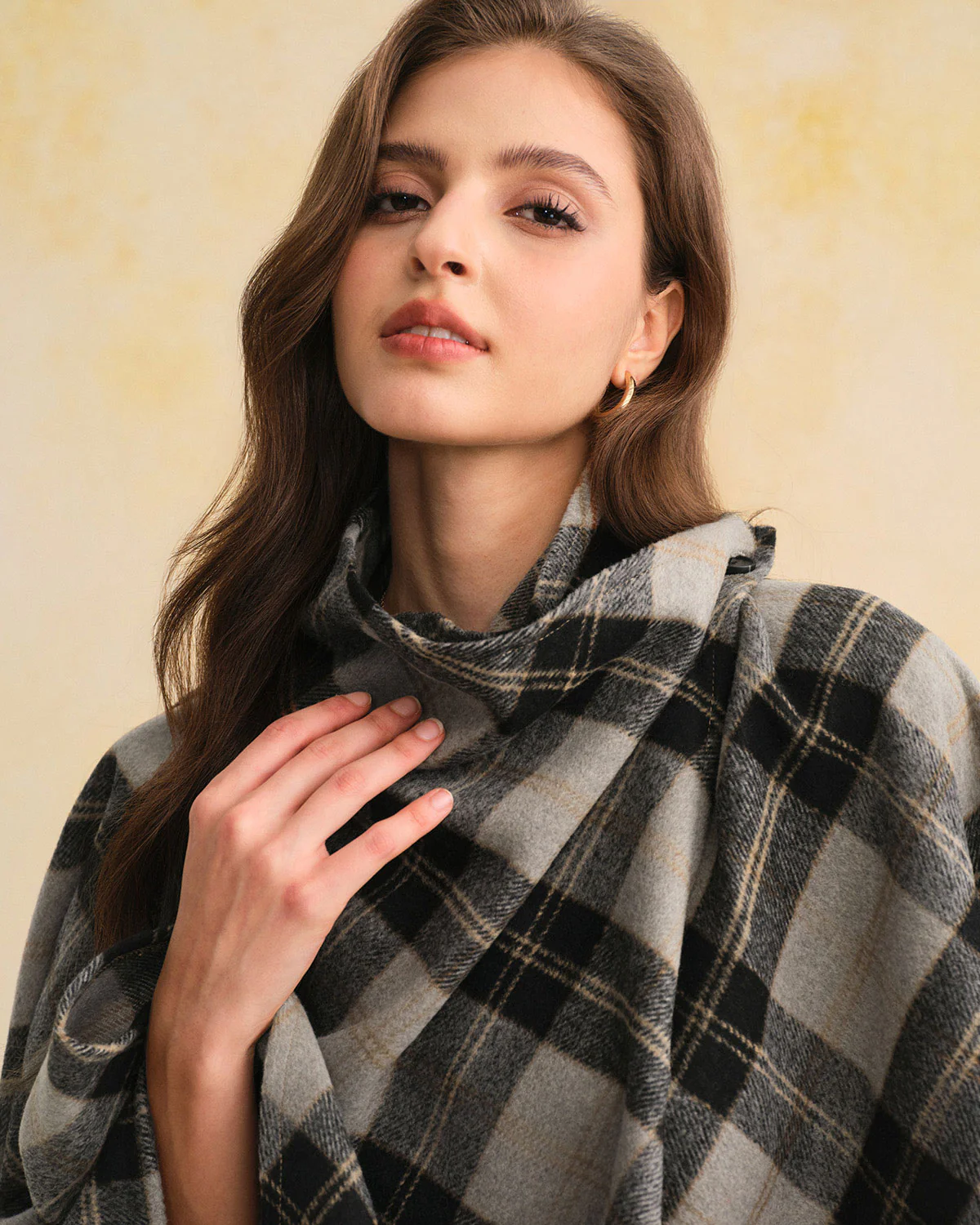 Coffee Plaid Turtle Coat