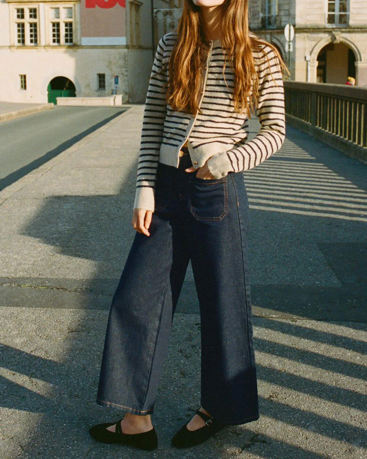 Khaki Striped Button Knit Cardigan