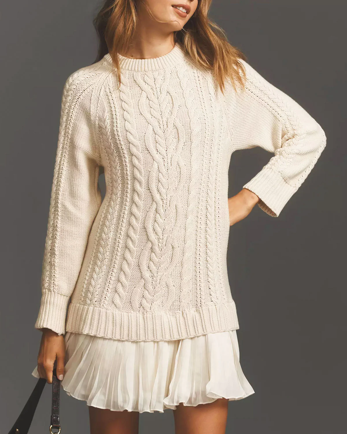Apricot A-Line Sweater Dress