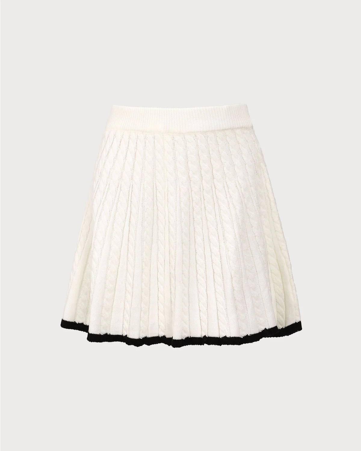 White Contrasting Knitted Mini Skirt