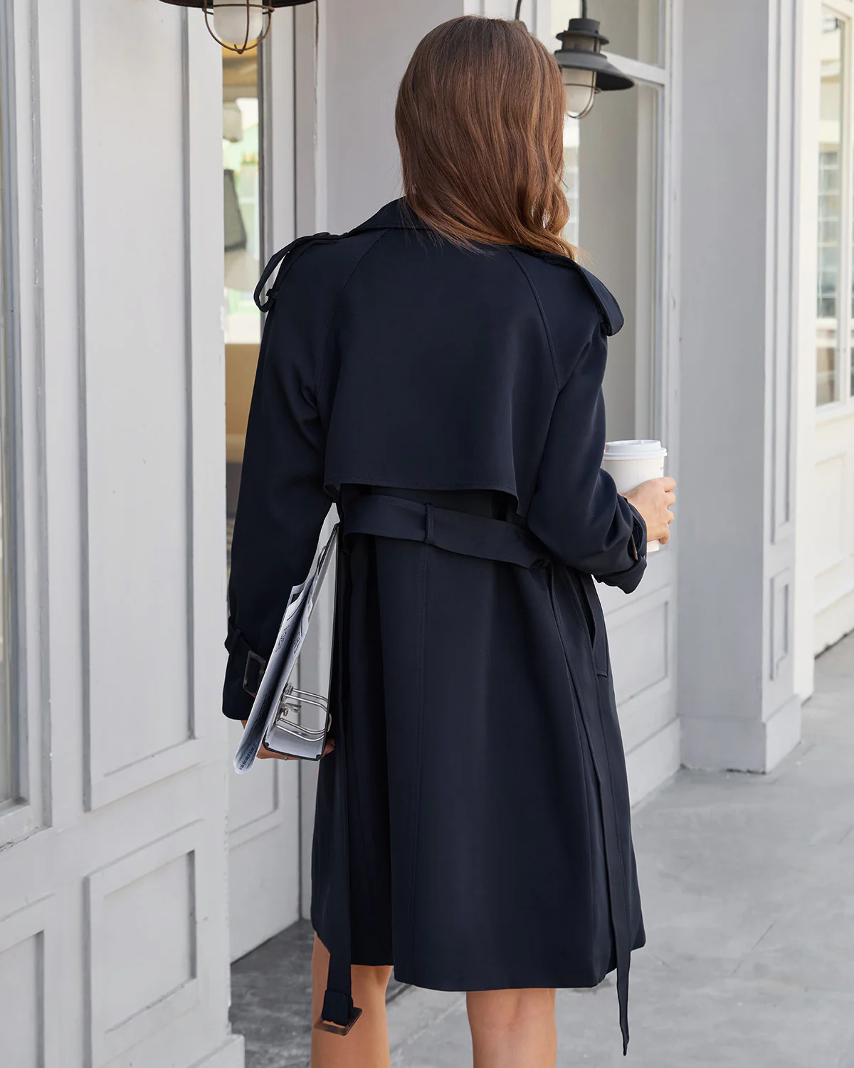 Navy Belted Trench Coat