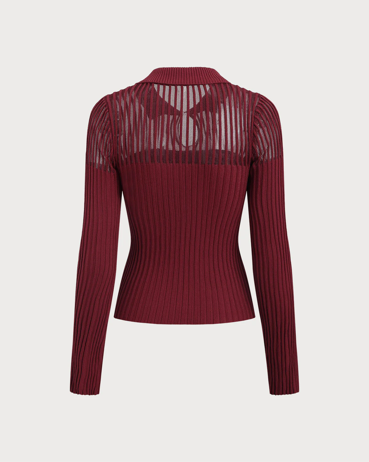 Wine Red Sheer Slim Knit Tee