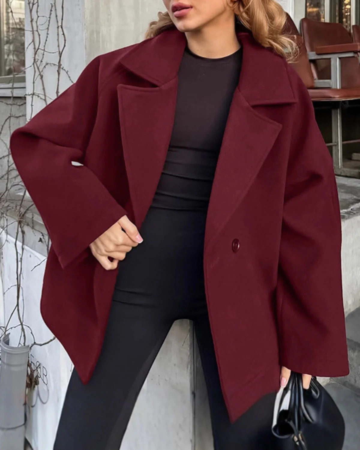Wine Red Tie Waist Trench Coat