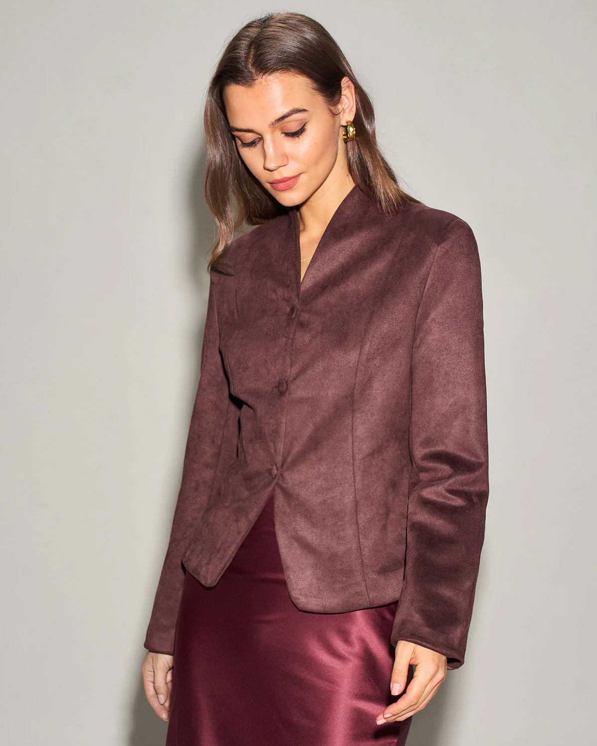Wine Red Button Jacket
