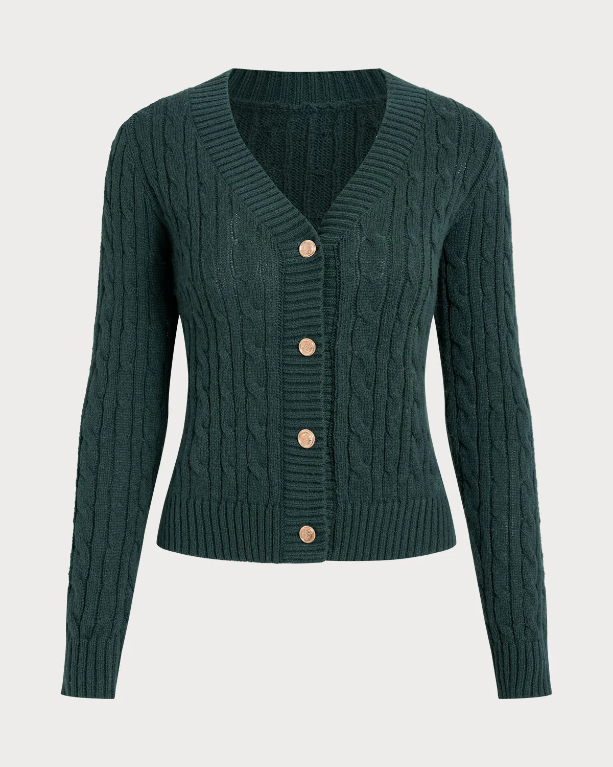 Green Single Breasted Daily Knit Cardigan