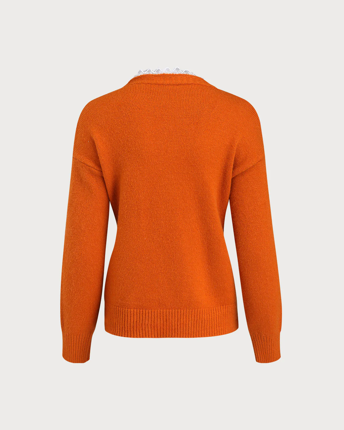 Orange Contrasting Knit Cardigan