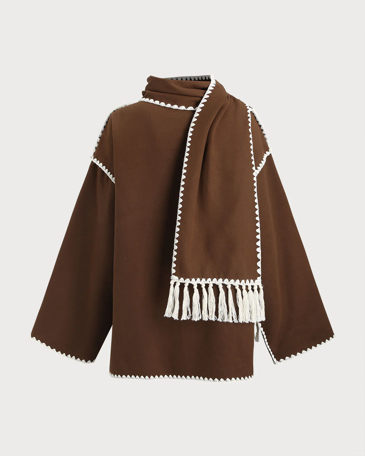 Brown Contrasting Pocket Coat