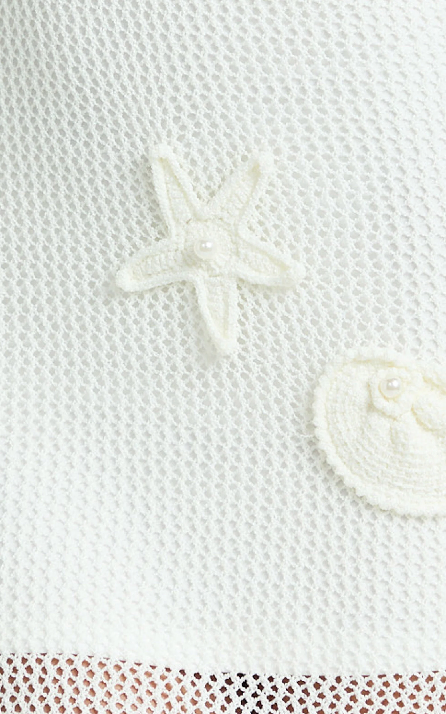 Alodia Maxi Dress - Sheer Crochet Knit With Crochet Seashells And Keyhole Dress in Off White