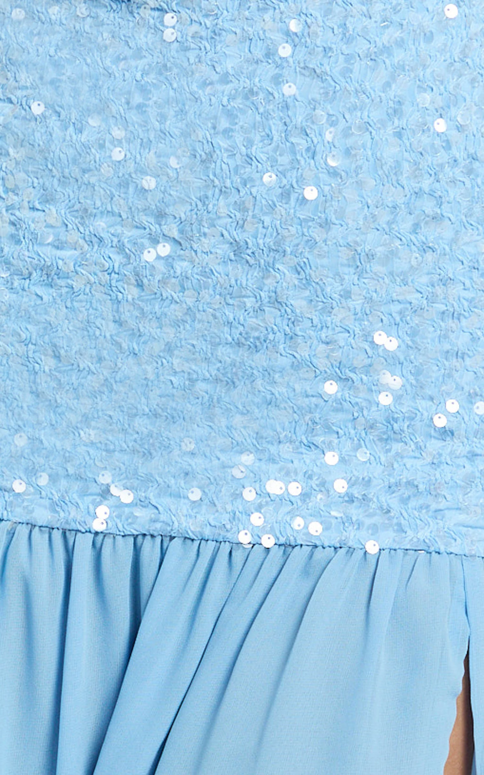 Georgina Maxi Dress - Sequin Strapless Front Split Dress in Blue