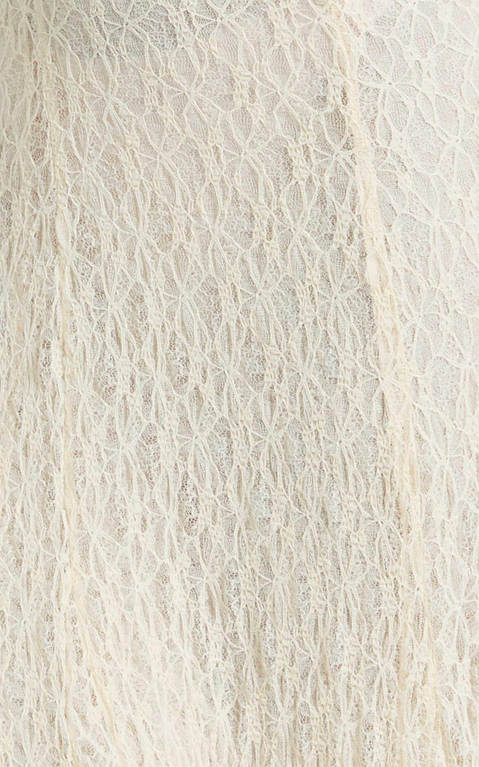 Rhea Maxi Dress - Lace Ruffle Halter A Line Godet Dress in Cream