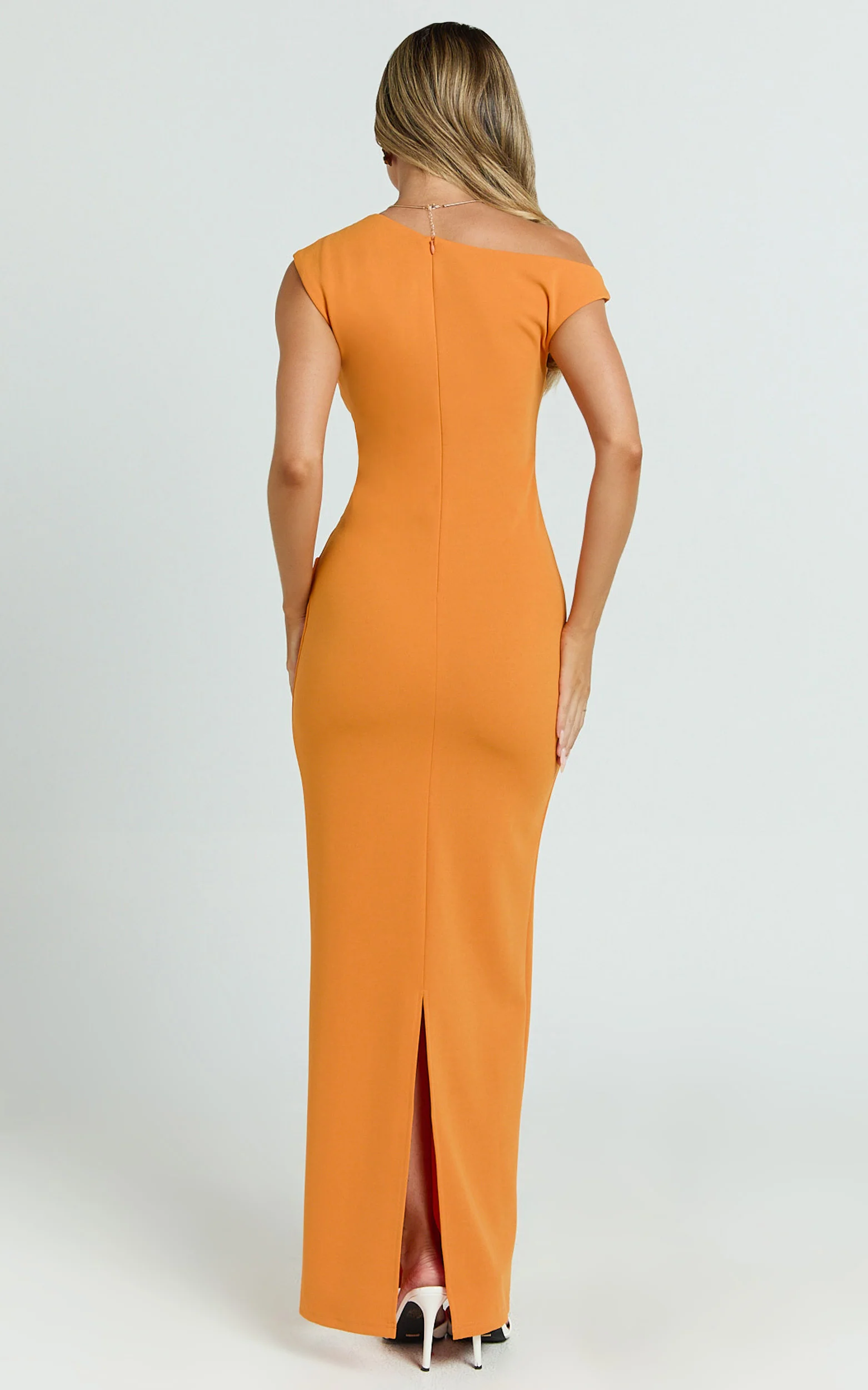 Genie Maxi Dress - Off The Shoulder Dress in Orange
