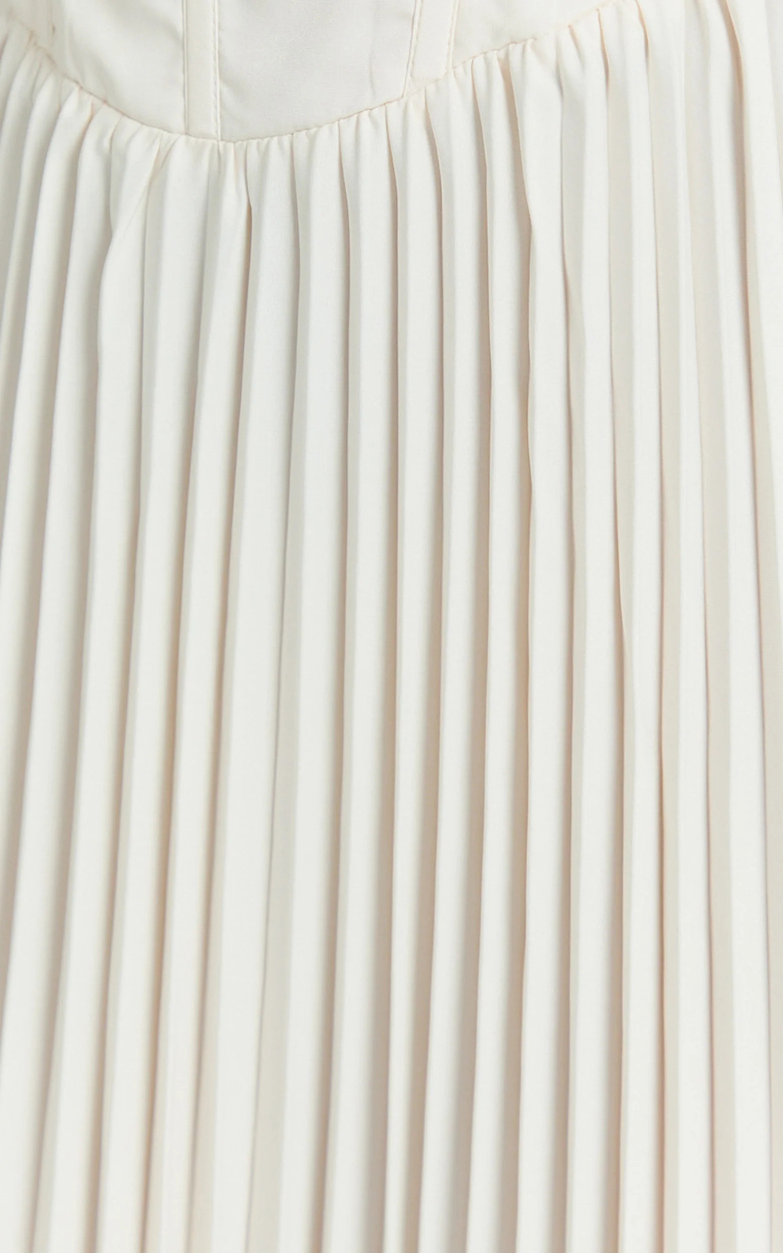 Loretta Midi Dress - Lace Up Back Bustier Pleated Dress in Cream