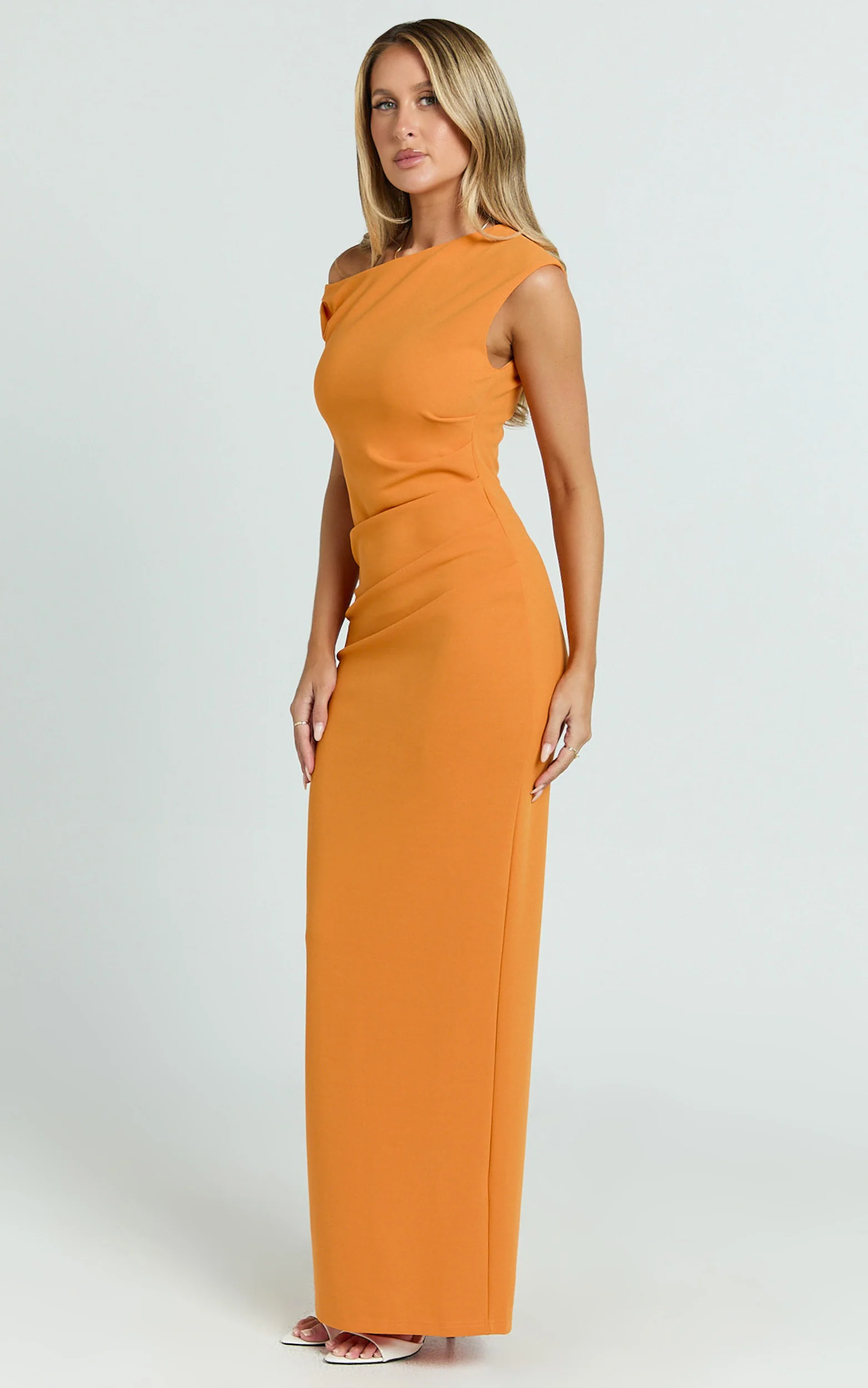 Genie Maxi Dress - Off The Shoulder Dress in Orange