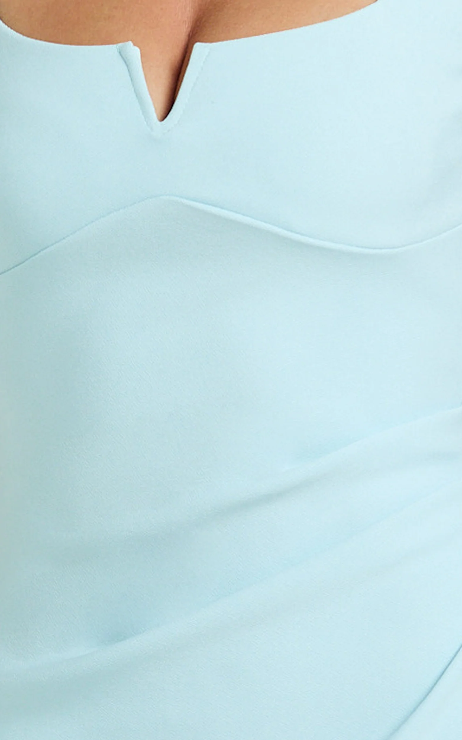 Thelma Maxi Dress - Square Neck Bodycon Dress in Light Blue