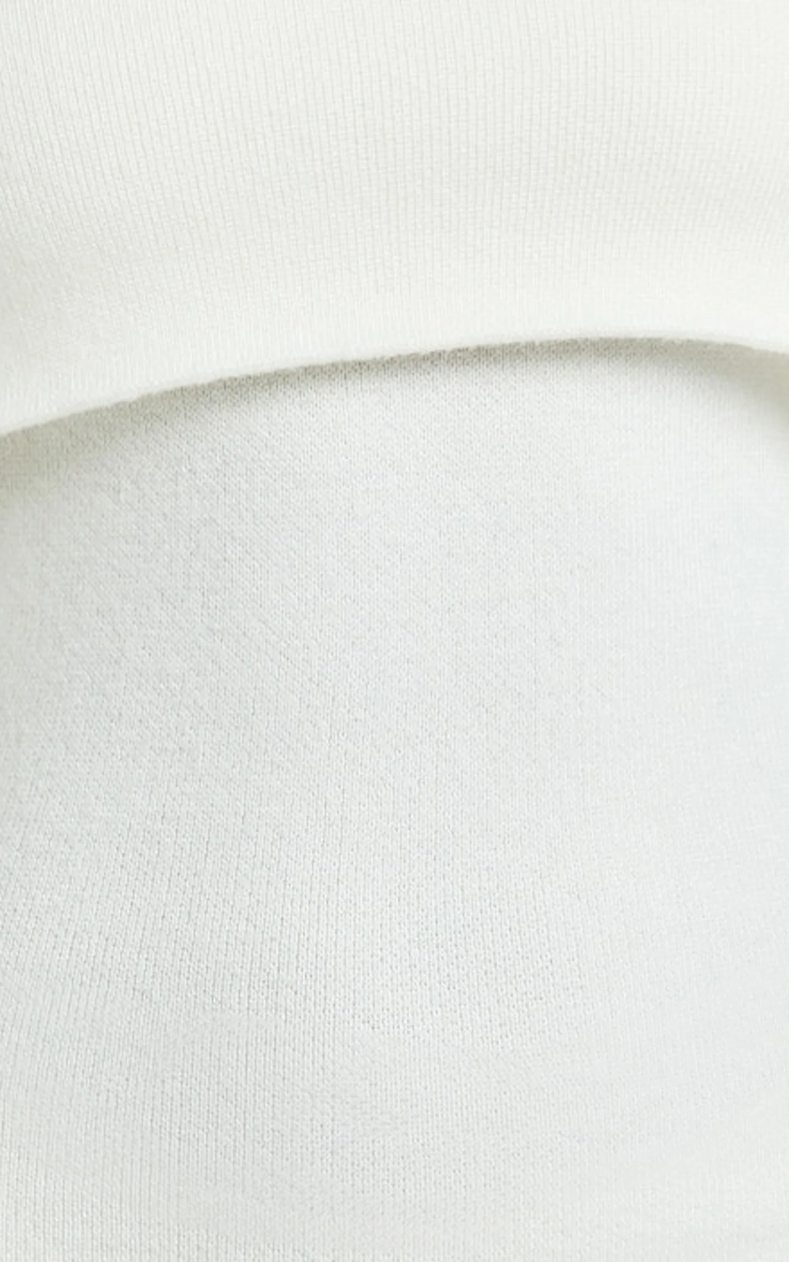 Karina Midi Dress - Long Sleeve Folded Off Shoulder Asymmetric Dress in Cream