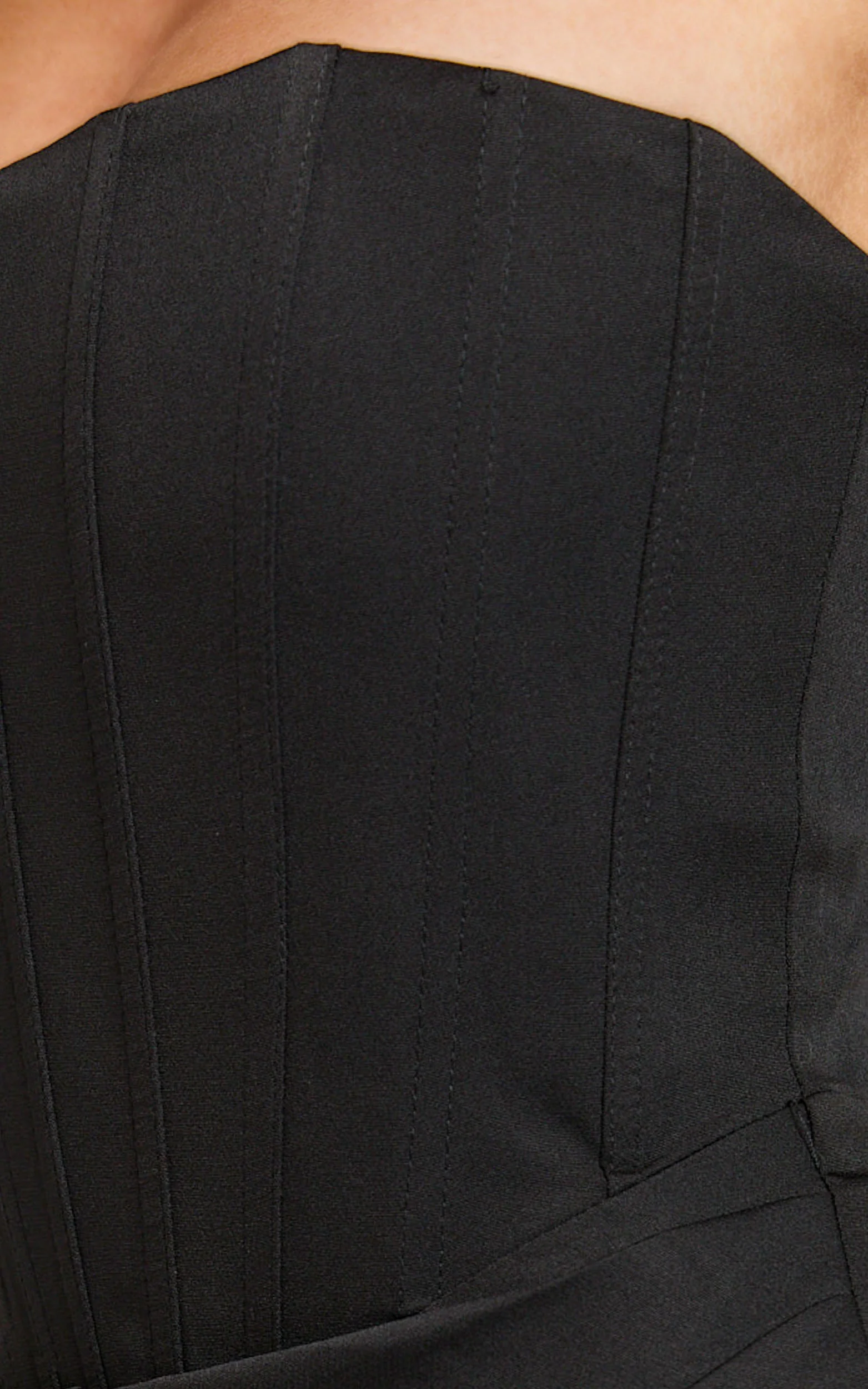 Avery Midi Dress - Strapless Draped Side Split Dress in Black