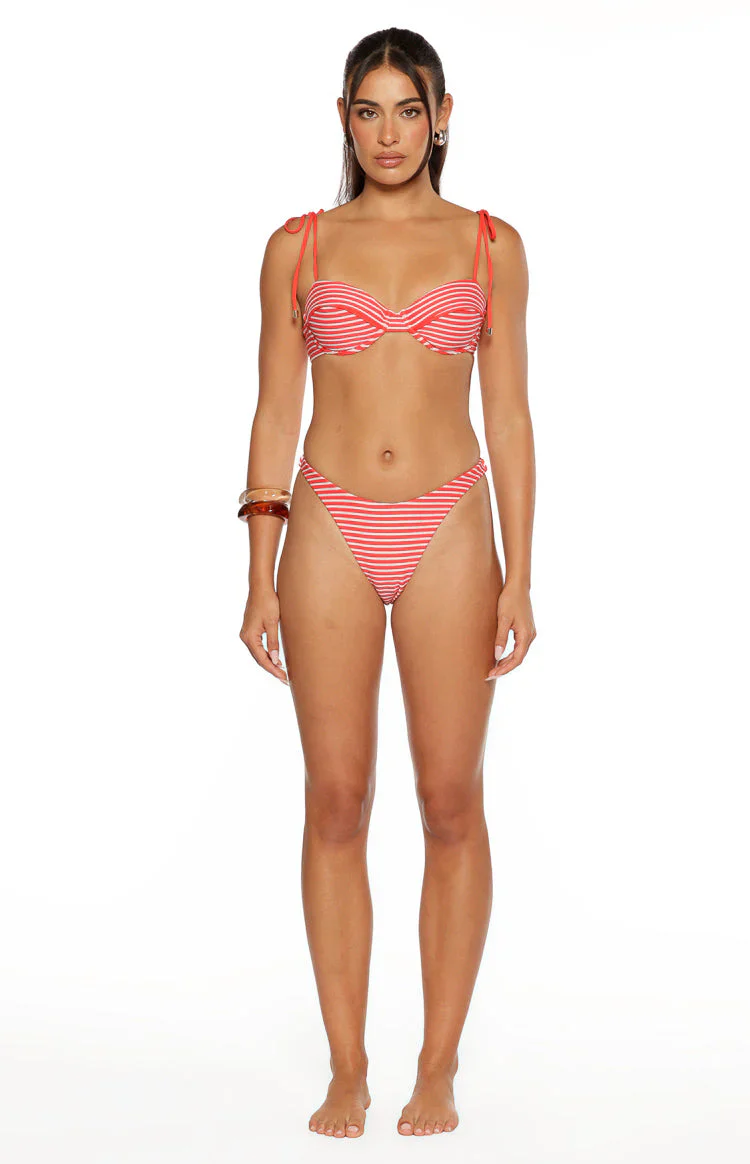 9.0 Swim Bianca Red Stripe Bikini Bottoms
