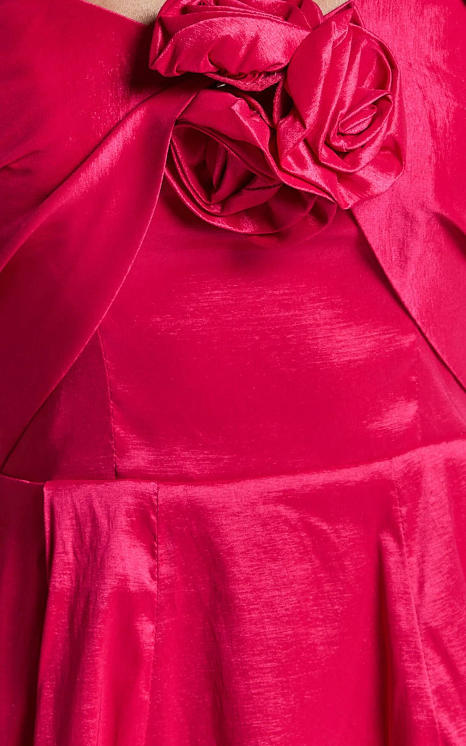 Amberle Mini Dress - Strappy Rosette Detail Bodice Dress in Raspberry