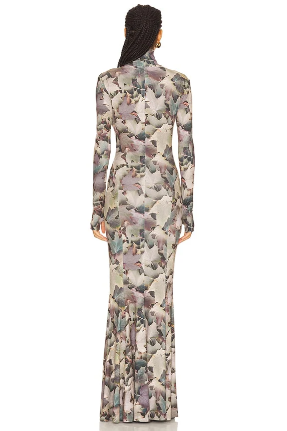 Long Sleeve Turtleneck Fishtail Gown