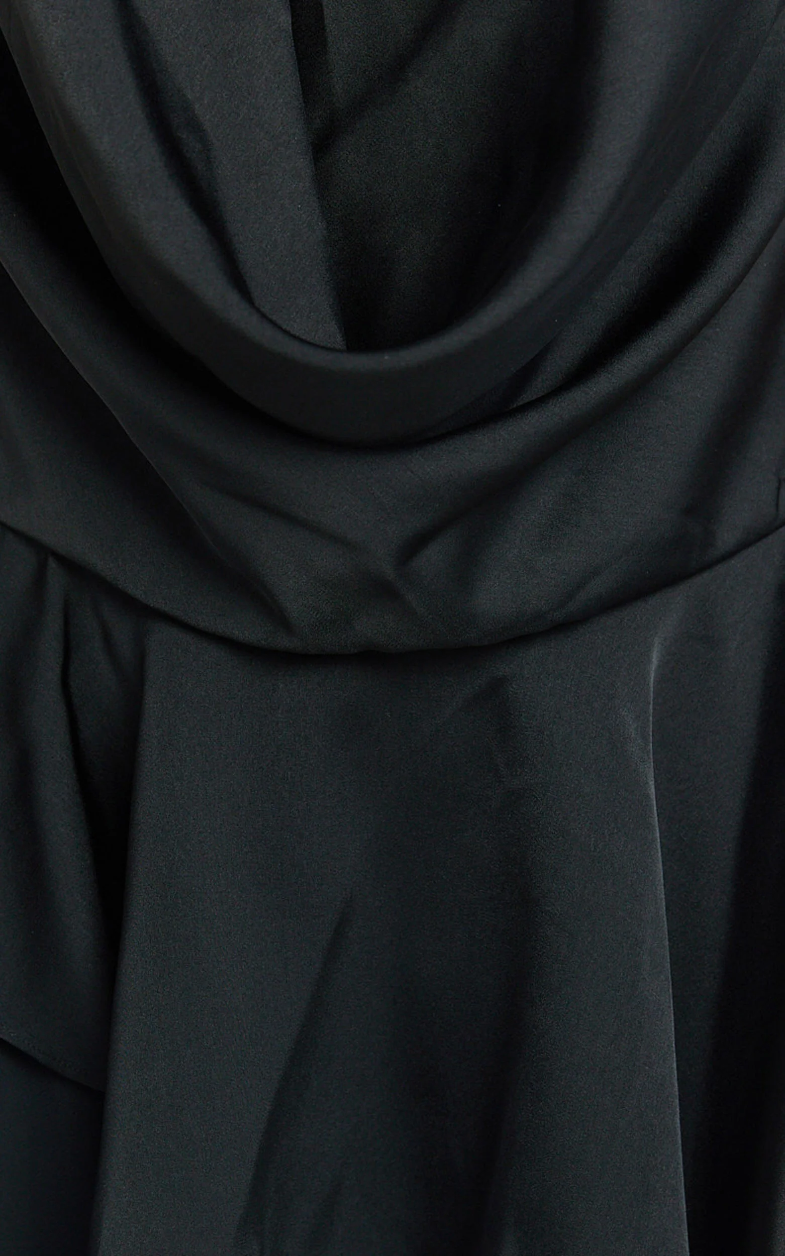 Tanisha Mini Dress - Halter Cowl Neck Asymmetrical Skirt Dress in Black