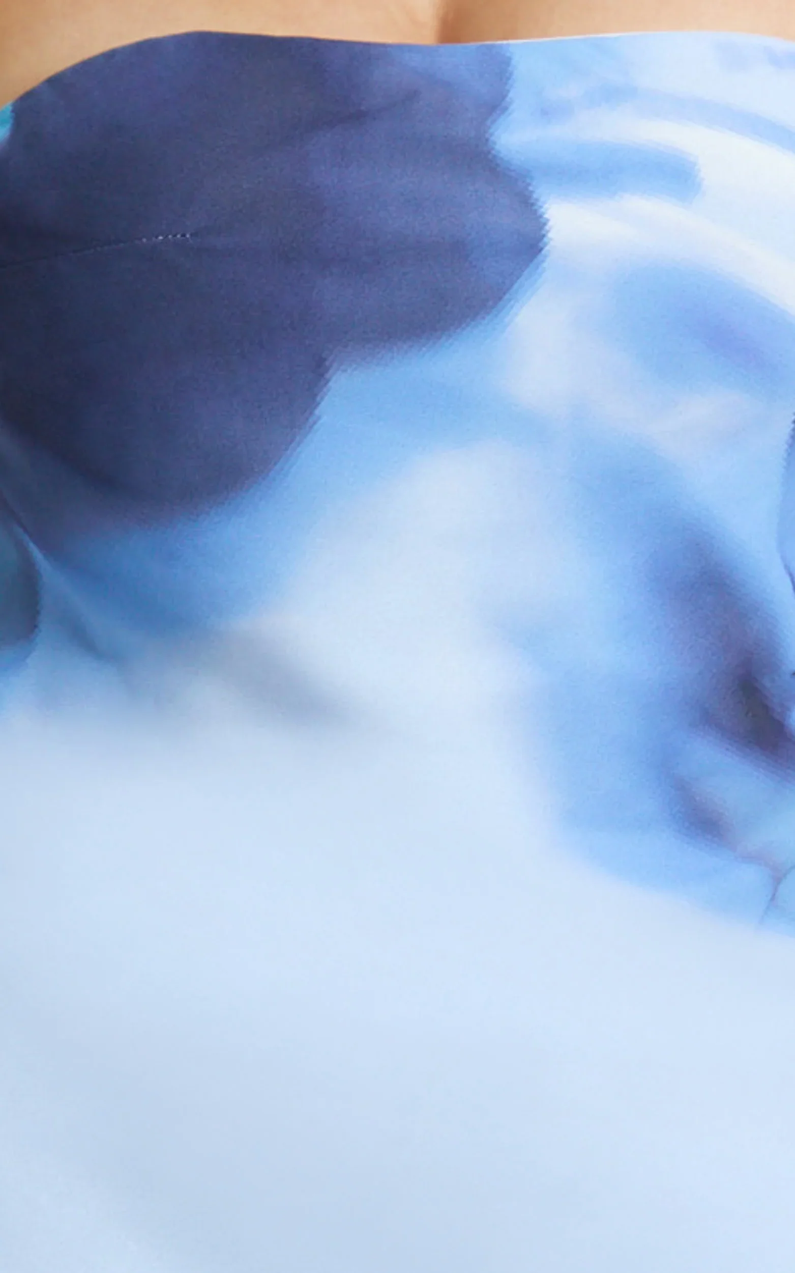 Angie Maxi Dress - Strapless Bias Column Dress with Scarf in Blue Print