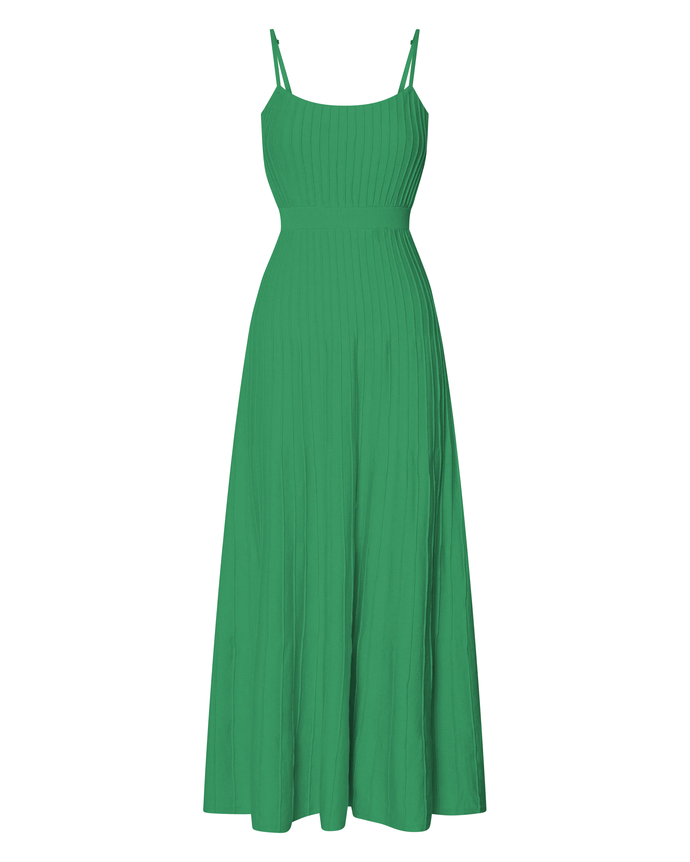 Donissa Midi Dress - Panelled Knit Dress in Green