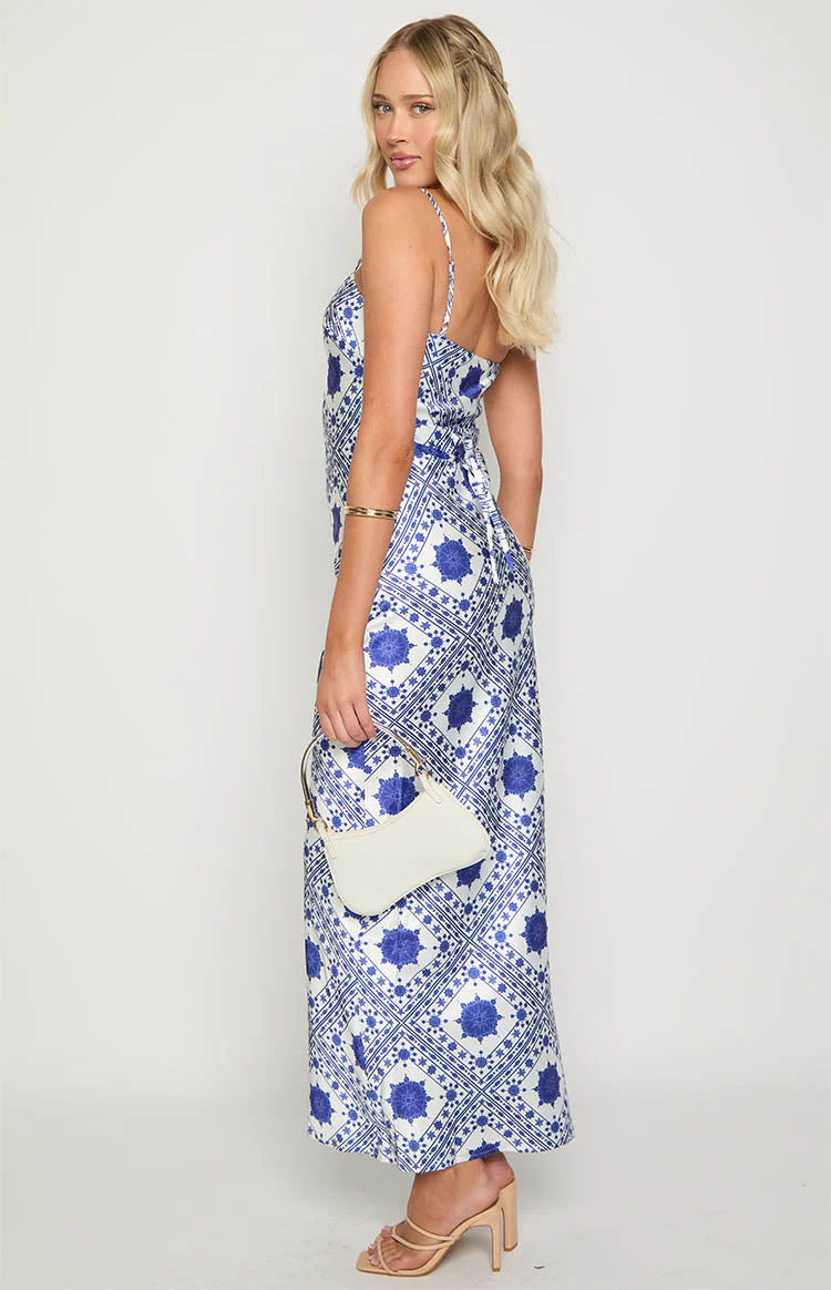 Renesmee Navy Tile Print Maxi Dress