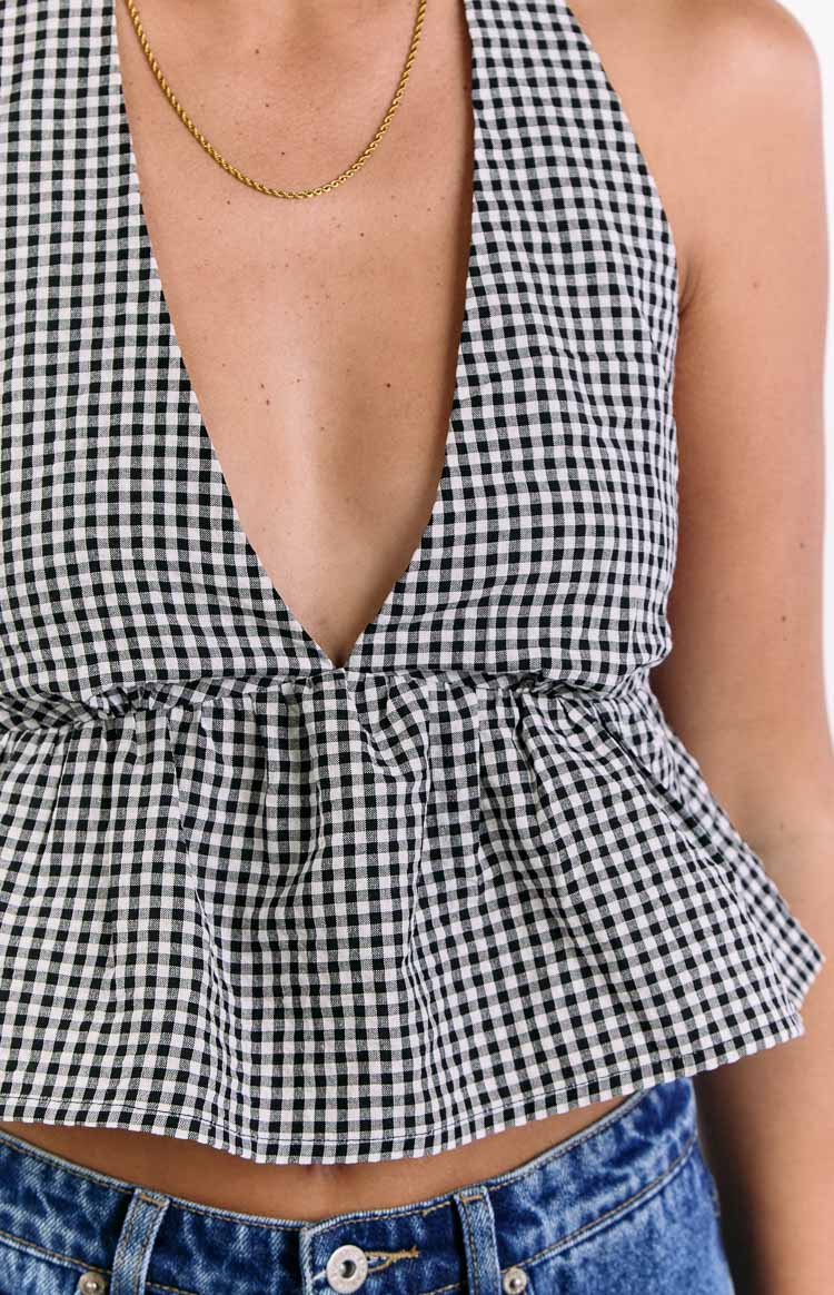 Opolo Black Gingham Crop Top
