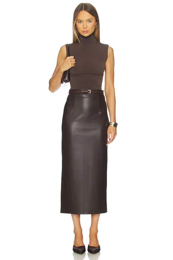 Leather Hi-waist Curve Skirt