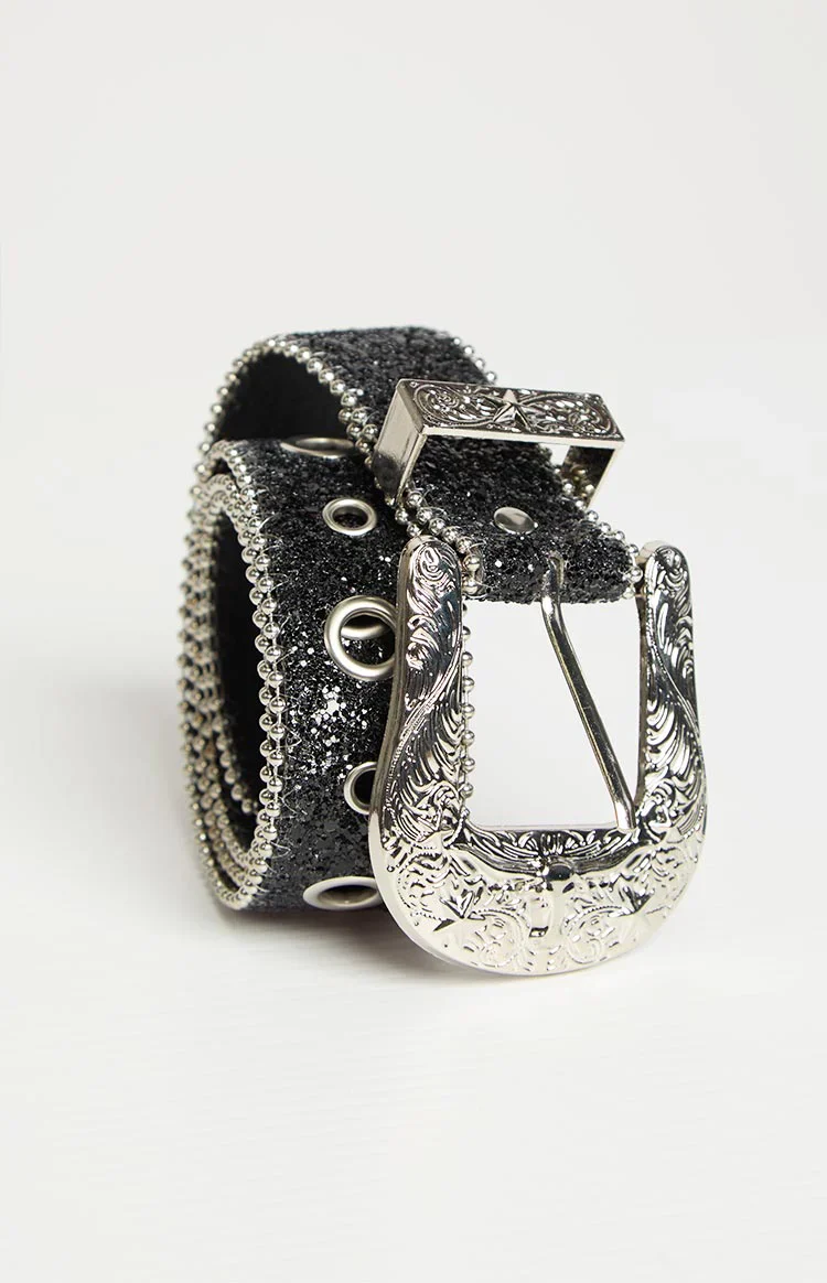 Western Black Sparkle Belt