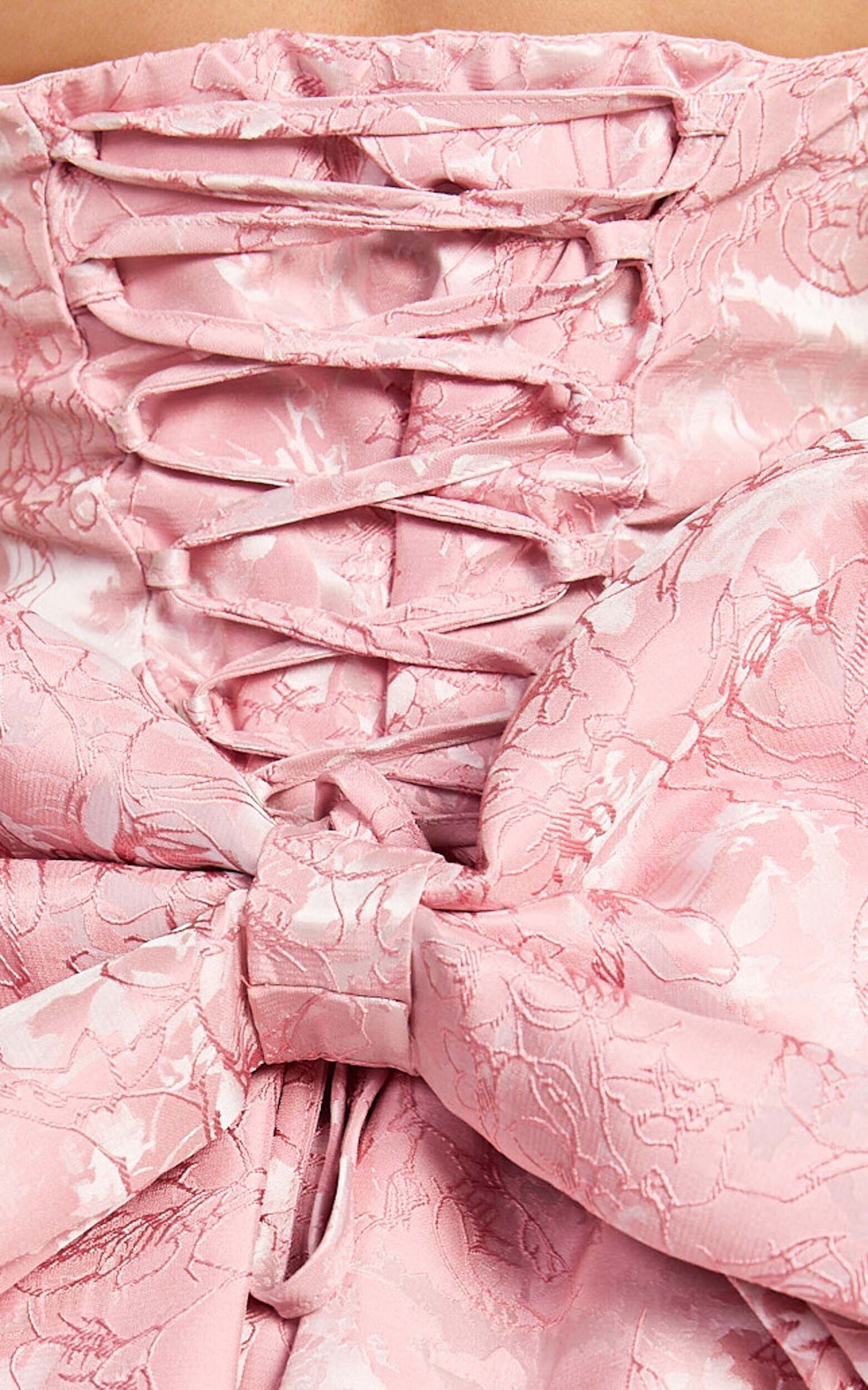 Wynn Mini Dress - Strapless Ribbon Back Detail Dress in Pink