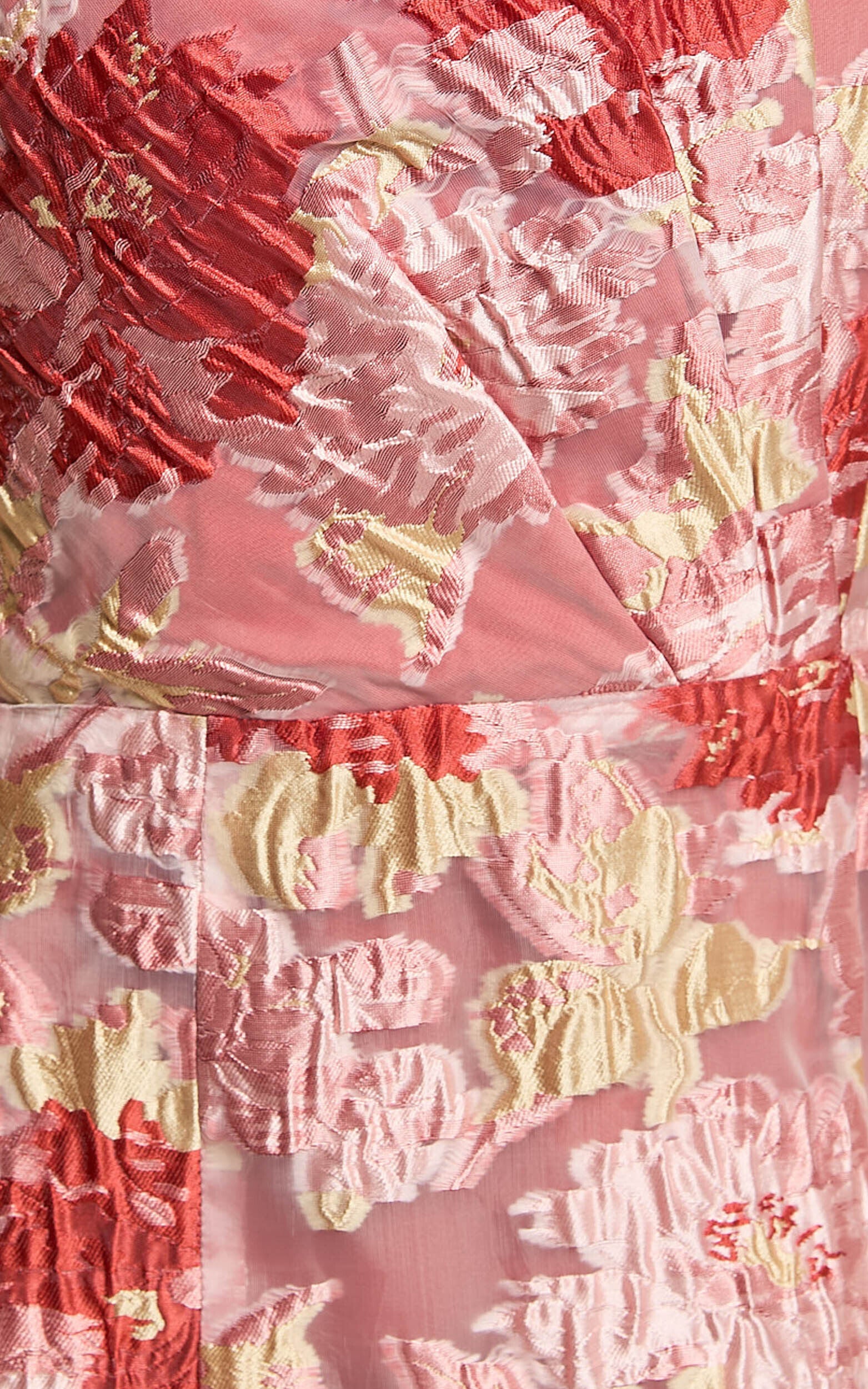 Atalia Mini Dress - Strapless Draped Jacquard Dress in Rust