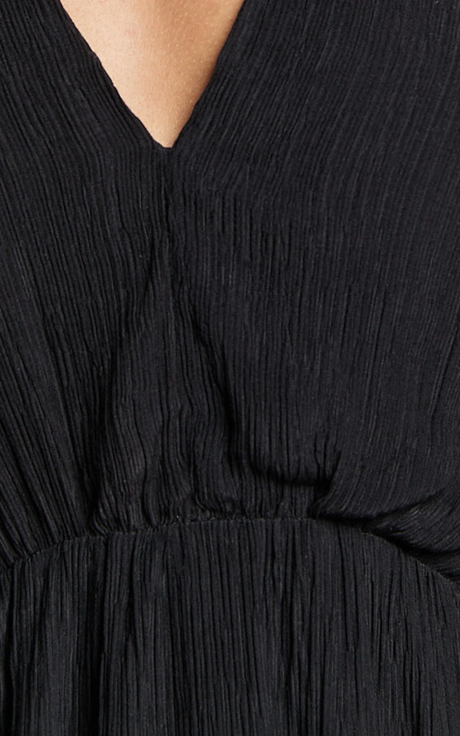 Xandria Mini Dress - Blouson Sleeve Cut Out Dress in Black