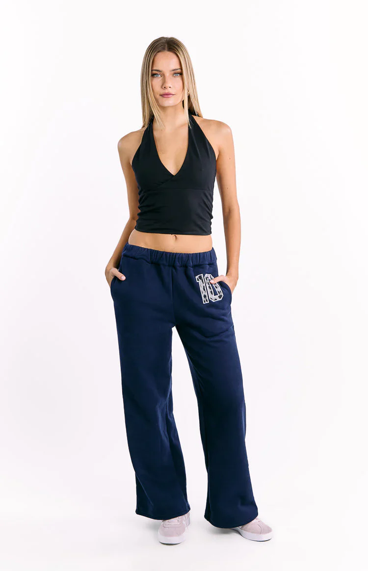 Dania Navy Leopard Star Track Pants