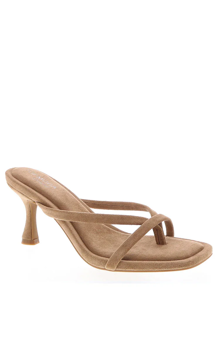 Girls Night Camel Suede Strap Kitten Heels