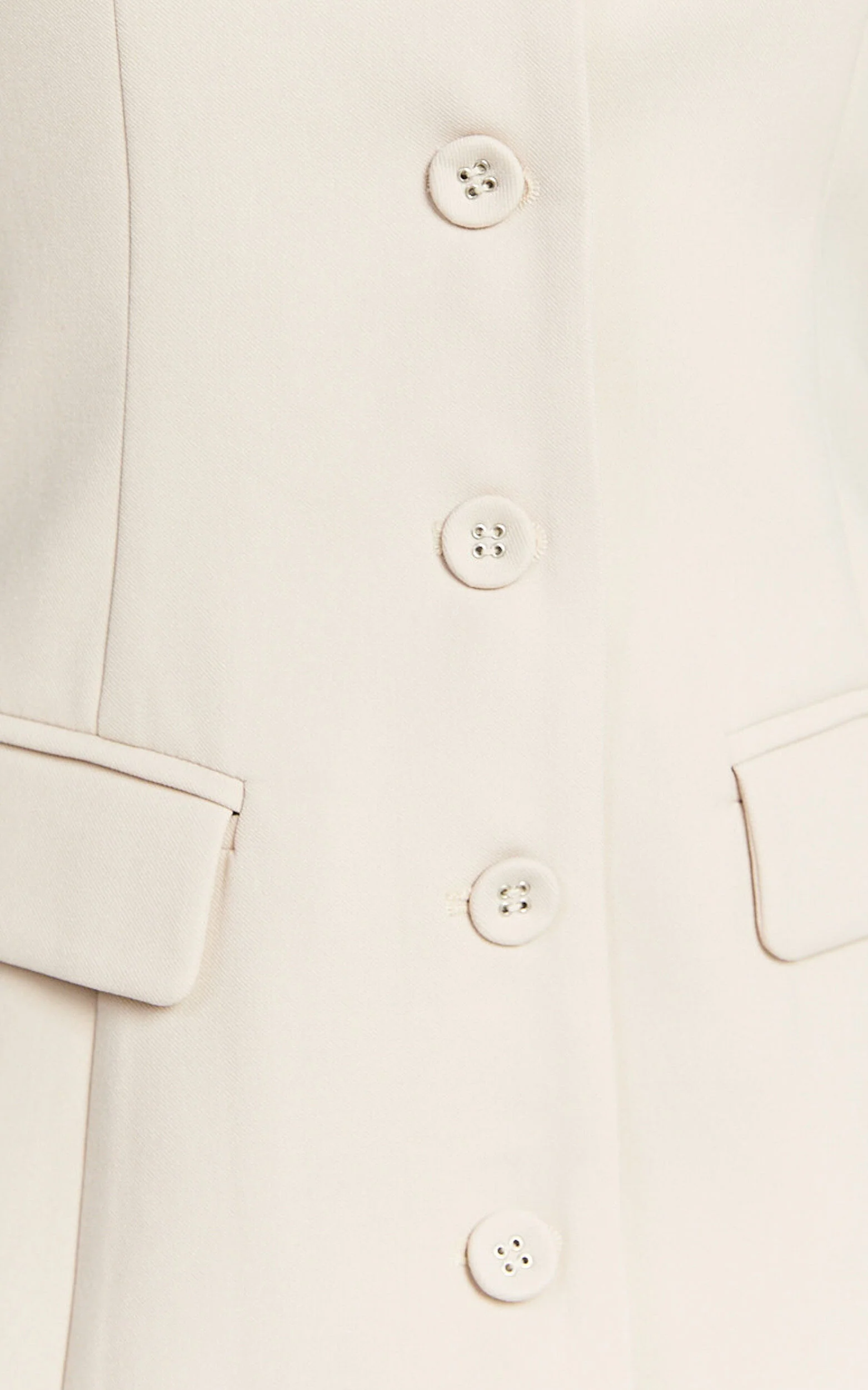 Abbey Mini Dress - Button Front V Neck Vest Dress in Oat